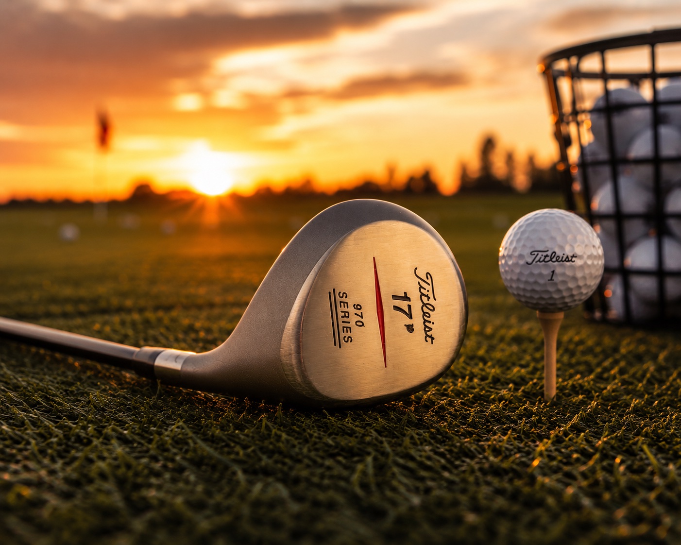 Titleist 970 tour wood head at sunset